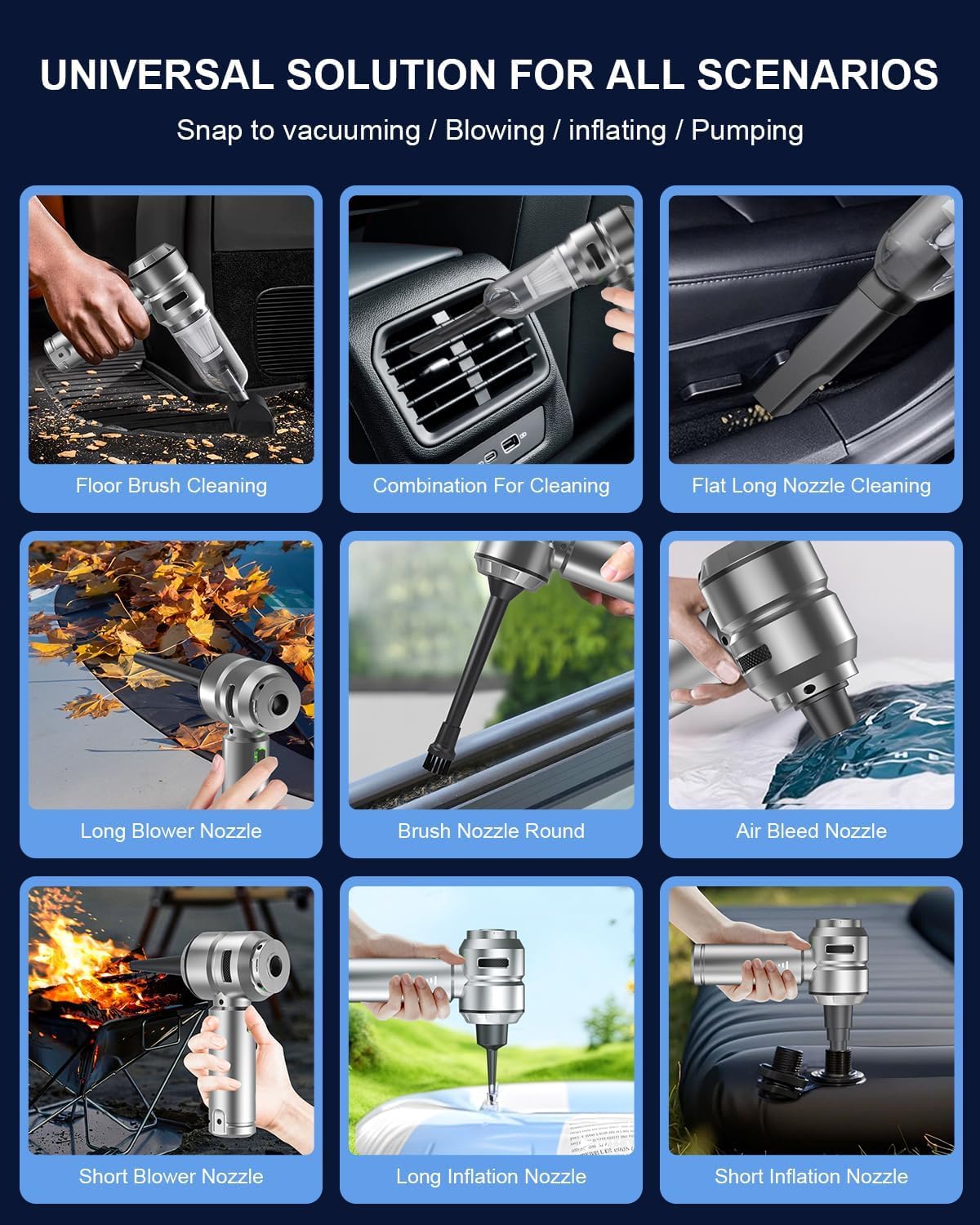 Car Vacuum,3 Suction Modes,Portable Mini Cordless Cleaner with 21000pa Suction Power,Type-C Charge,Handheld Vacuum for Home,Car, Office Desk, Keyboards(Diamond Silver)