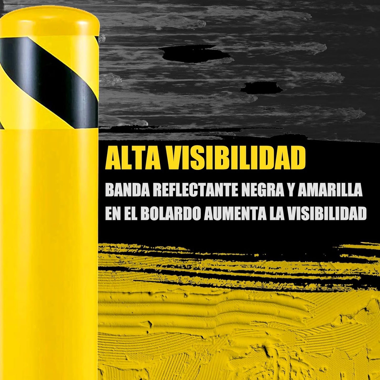 Safety Bollard Post, Steel Bollards,Parking Bollard, Yellow Powder Coated Safety Parking Barrier Post, for Traffic Sensitive Areas (6, 36"H*3"D)