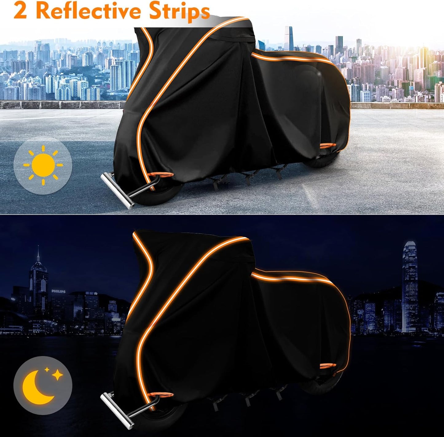 420D Waterproof Motorcycle Cover for Vespa GTV, Vespa GTS (300cc HPE,Super 300cc HPE,Super Sport 300cc HPE,Super TECH 300cc HPE), Outdoor Bike Cover Windproof Heavy Duty Waterproof Protection
