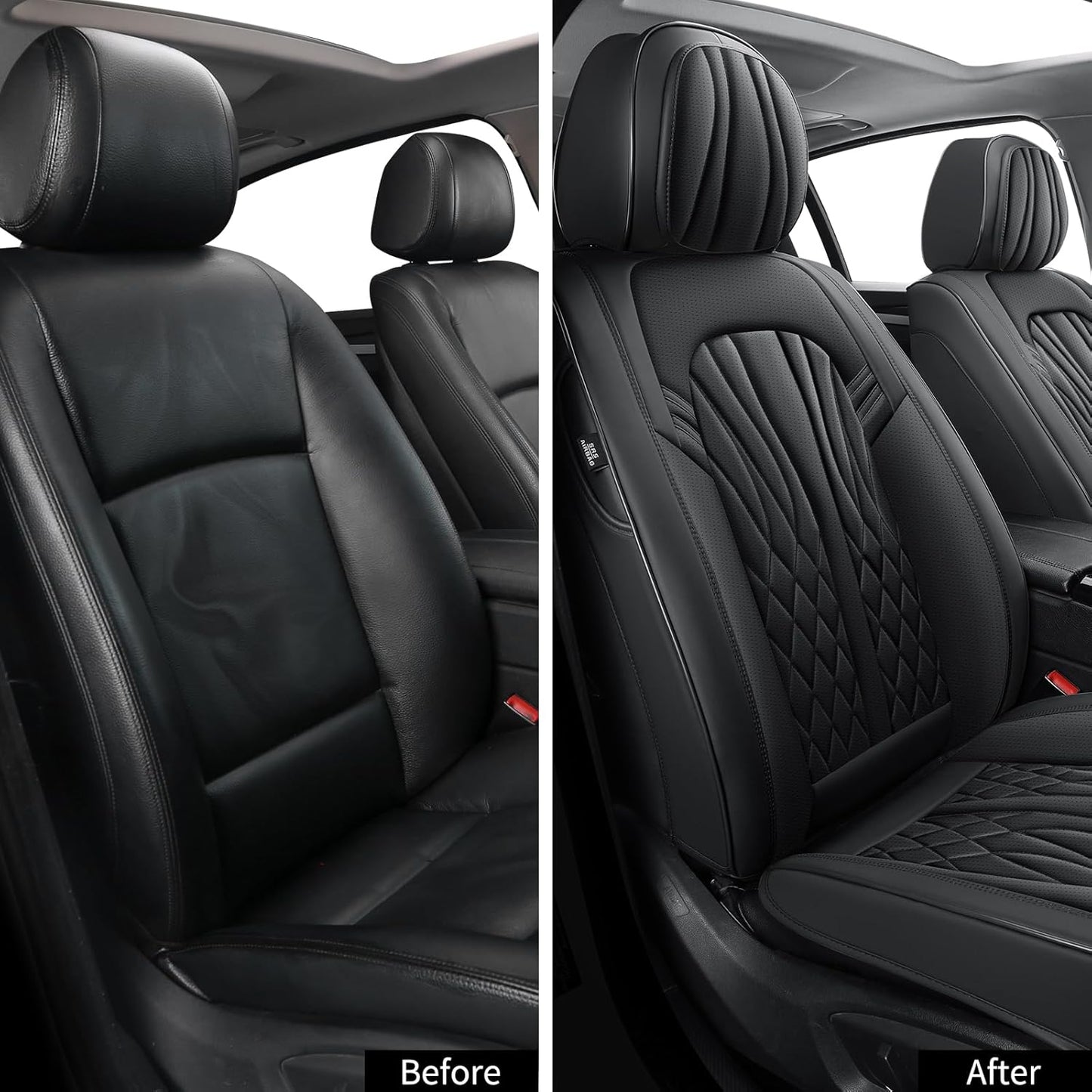 Seat Covers for Cars, Waterproof Seat Covers, Leather Car Seat Covers 2 Pack, Universal Seat Cushion Protector for Most Cars Black