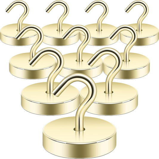 Neosmuk Magnetic Hooks, Cruise Ship Essentials, 100lb+ Heavy Duty Magnetic Hooks for Cruise Cabins, Refrigerator, Grill, Hanging, and Travel | Extra Strong Must-Haves Magnet Hook,Gold