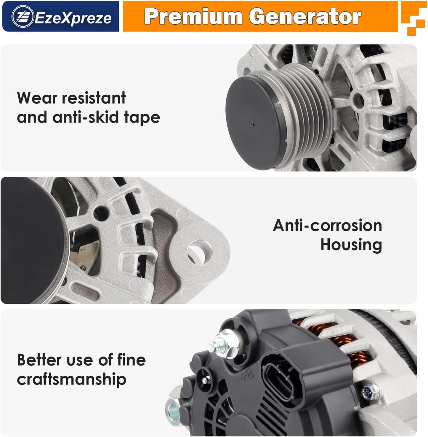 Ezexpreze 11710N Alternator Replacement For 2014 2015 Kia Optima, 2012-2014 Sorento, 2014 Hyundai Sonata, 2013-2016 Santa Fe Sport, 2.0 2.4L, 37300-2G800 37300-2G850 37300-2G855 37300-2G950