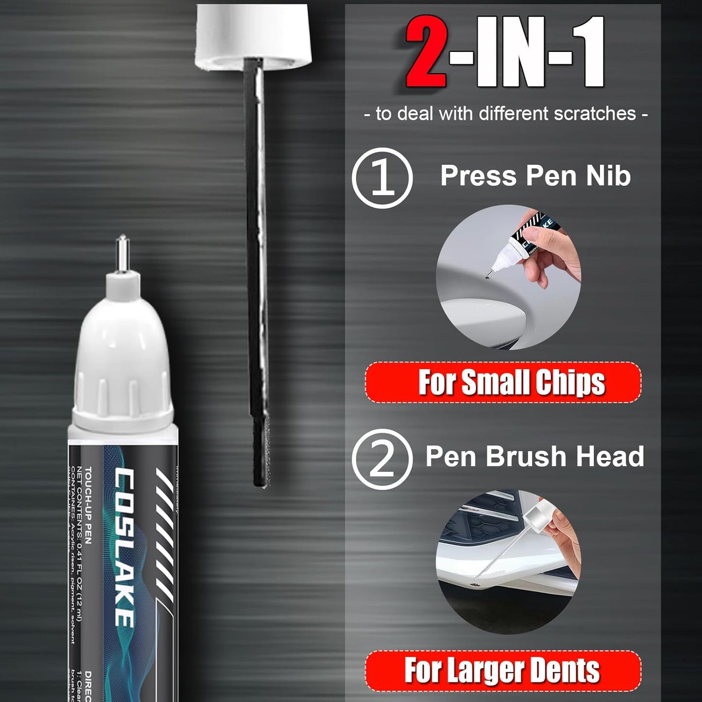 Car Touch Up Paint(Galactic Gray Metallic(G6M/WA618G)) for Cadillac, Car Paint Scratch Repair Kit, Quick & Easy Solution to Repair, 2 in 1 Scratch Remover Pen with 2PCS Disposable Micro Applicators