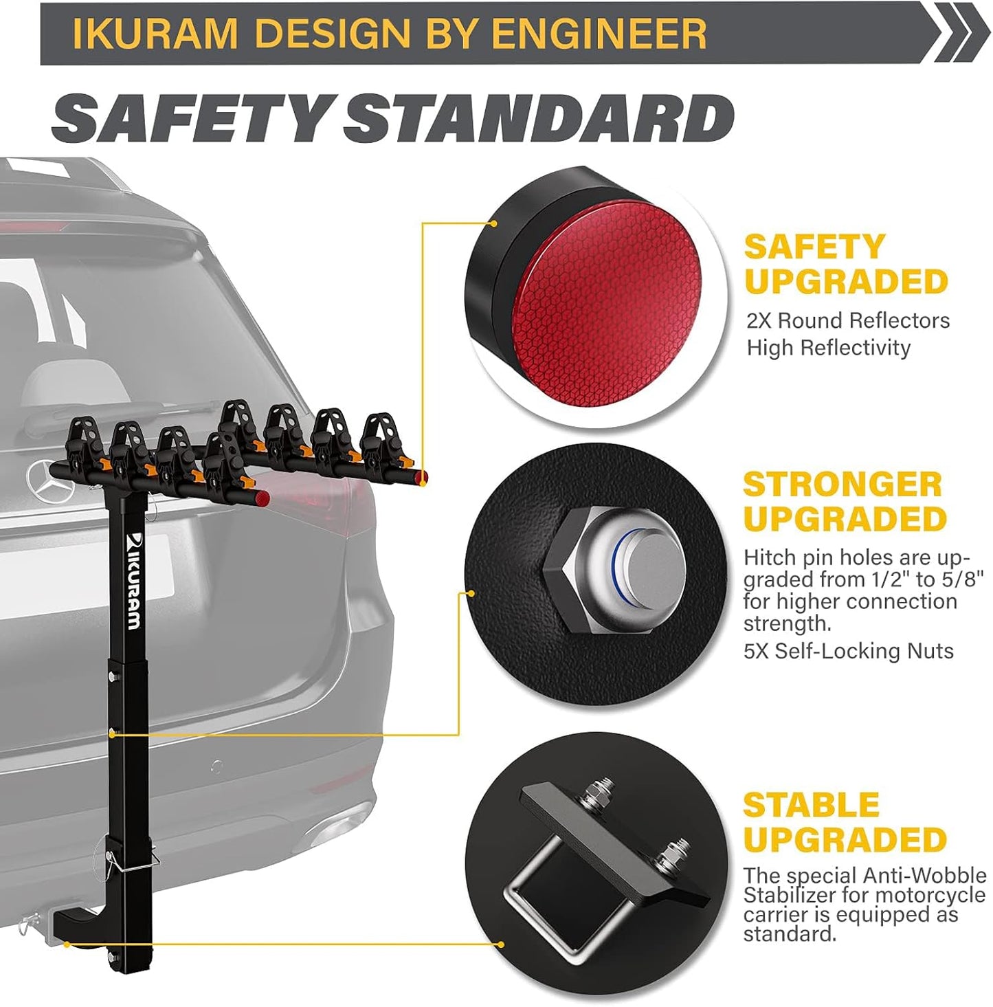 4 Bike Rack Bicycle Carrier Racks Hitch Mount Double Foldable Rack for Cars, Trucks, SUV's and minivans with a 2" Hitch Receiver