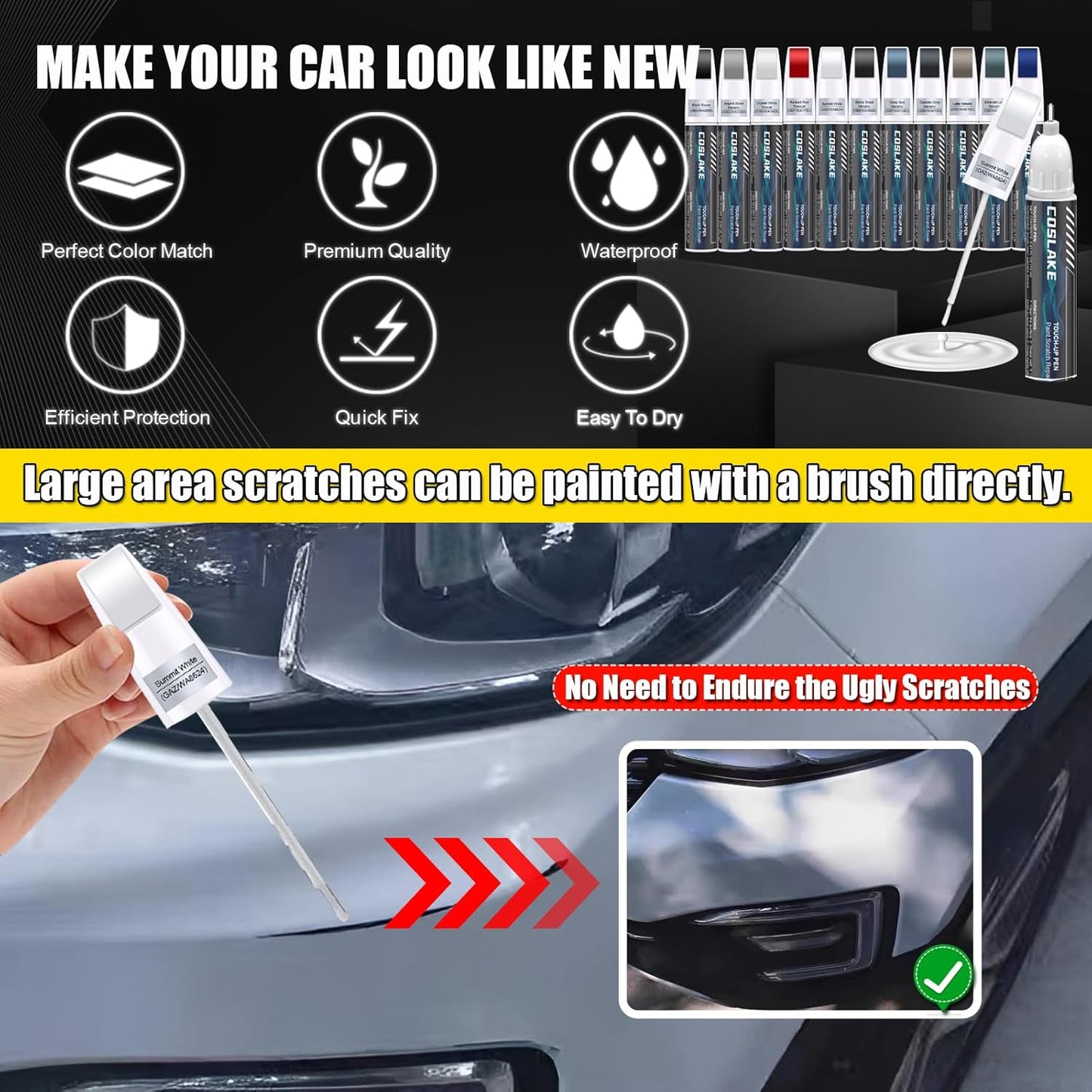 Car Touch Up Paint(Latte Metallic(G5D/WA615G)) for Cadillac, Car Paint Scratch Repair Kit, Quick & Easy Solution to Repair, 2 in 1 Scratch Remover Pen with 2PCS Disposable Micro Applicators