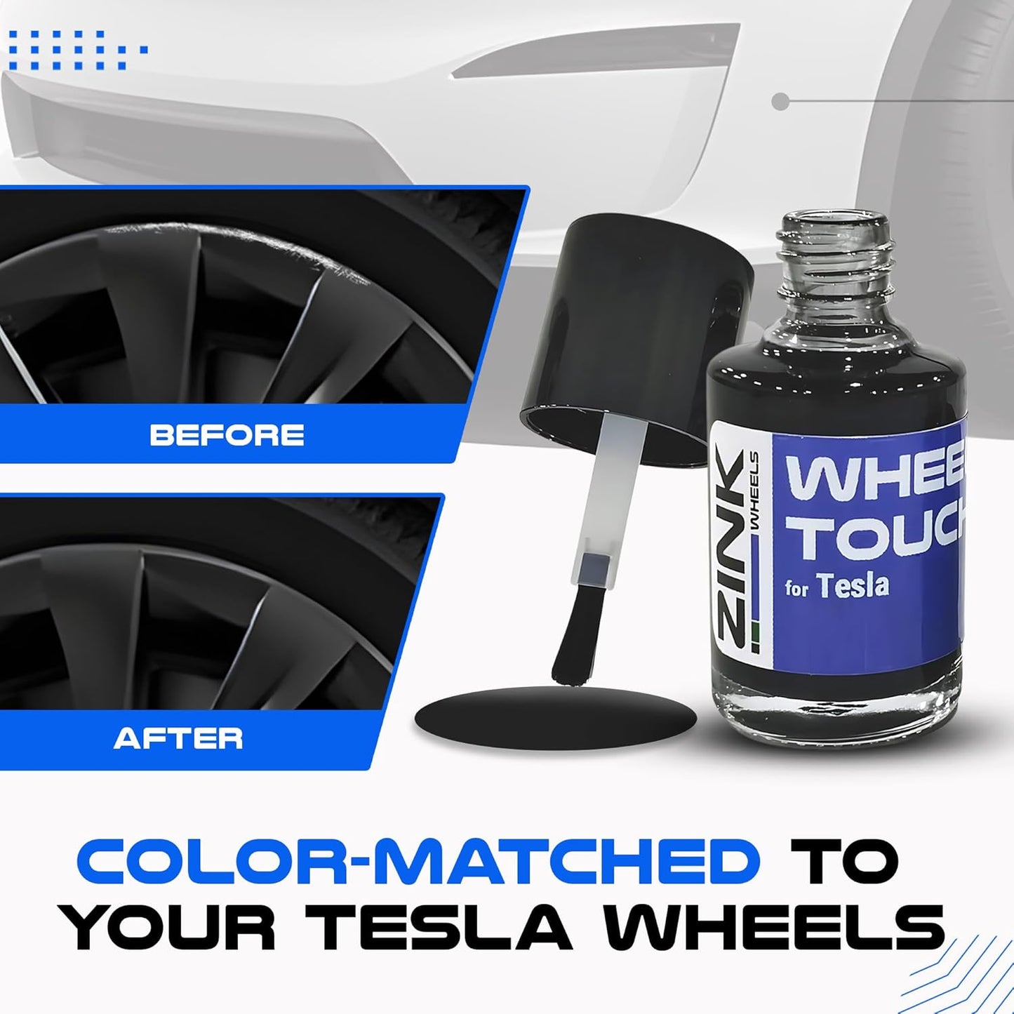Premium Tesla Wheel Curb Rash Repair Kit for Model X 20-inch Sonic Carbon Slipstream Rims - DIY Kit with Color-matched Touch Up Paint - Made in USA