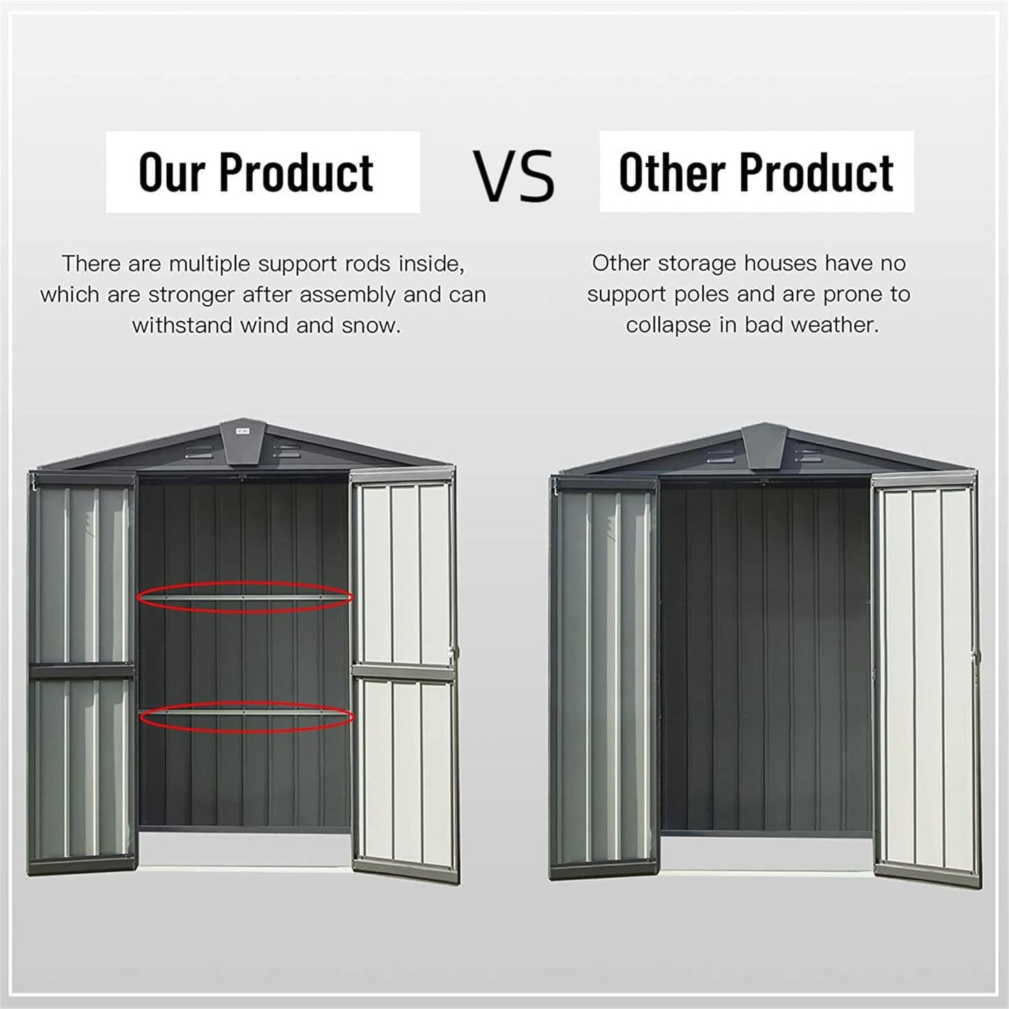 IKERY Galvanized Steel Storage Shed 6.5' x 4.2' with Lockable Door - Metal Garden Shed for Bikes, Tools, Lawn Mowers, Trash Cans - Backyard & Patio - Dark Gray