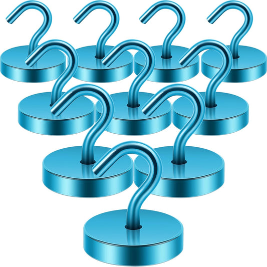 Neosmuk Magnetic Hooks, Cruise Ship Essentials, 120lb+ Heavy Duty Magnetic Hooks for Cruise Cabins, Refrigerator, Grill, Hanging, and Travel | Extra Strong Must-Haves Magnet Hook,Royalblue, Pack of 10