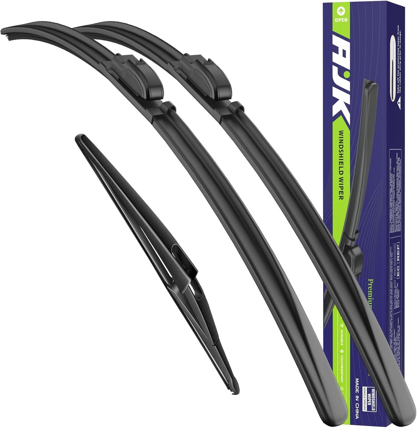 AJK Wiper Blades for Hyundai Santa Fe 2013 2014 2015 2016 2017 2018, 3 Piece All Weather OEM Quality Automotive Replacement Windshield Wiper Blades for My Car