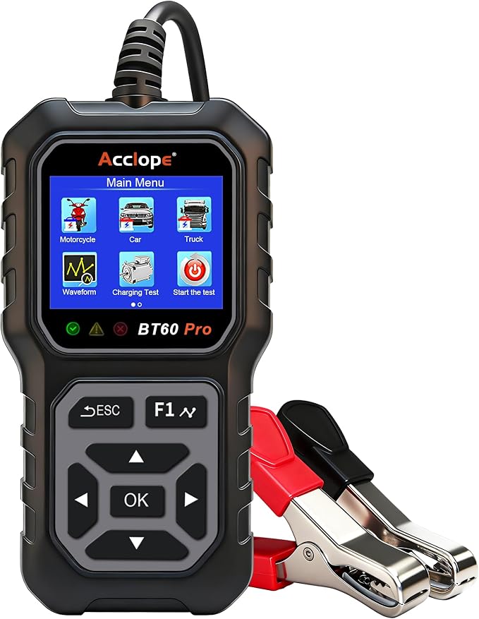 BT60 Pro Car Battery Tester, Digital Analyzer with Cloud Printing, 6V/12V/24V Battery Checker for AGM, Lithium, Gel Batteries, 100-3000 CCA Range, Automotive Charging System