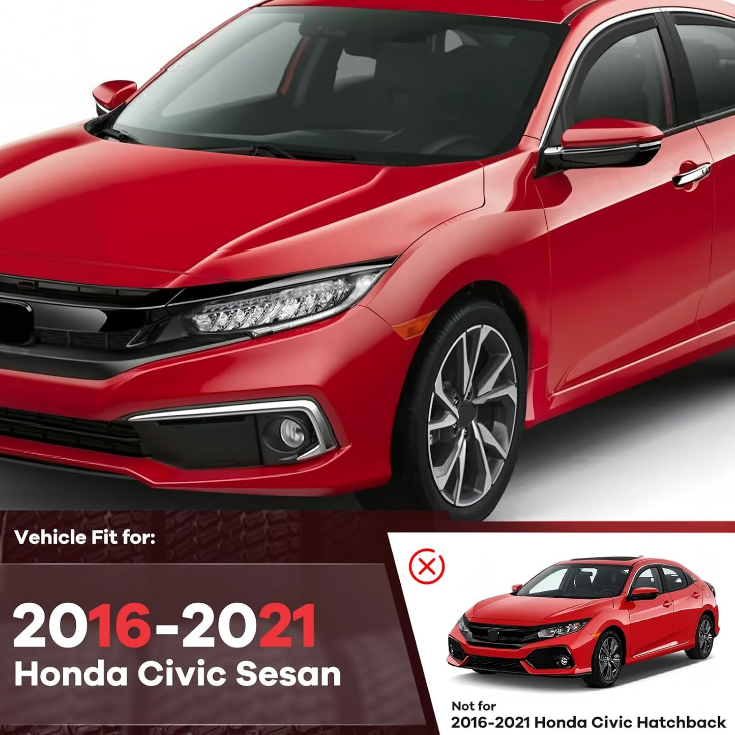 in Channel Rain Guards Fits for Honda Civic 2016-2021 Sedan 4-Door, Durable Window Visors Wind Deflector Vent Shade Shields, 2017 2018 2019 2020 2021-4PCS