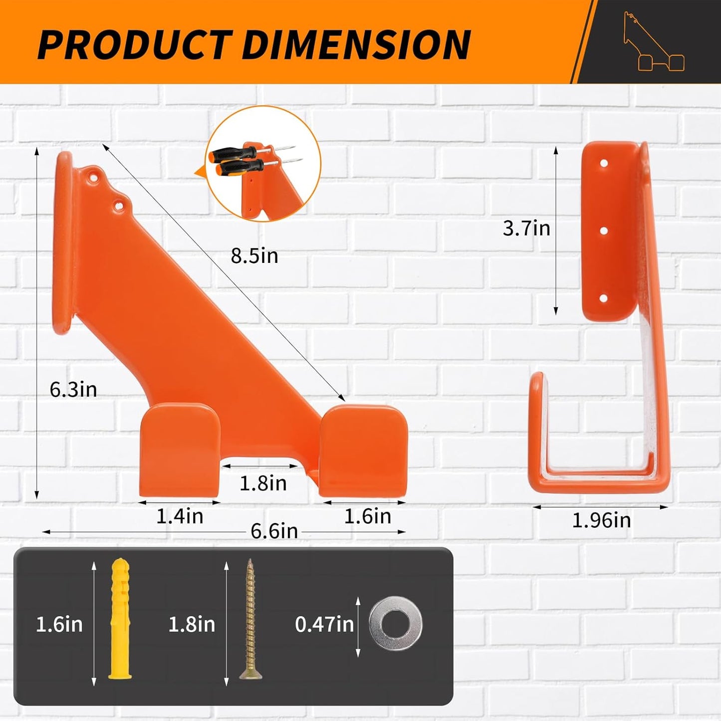 Chainsaw Hanger, 180LB Wall Mount Chainsaw Holder, Heavy Duty Chainsaw Storage Rack for Garage Organization, Mounted Garage Tool Holder for Chainsaw Accessories