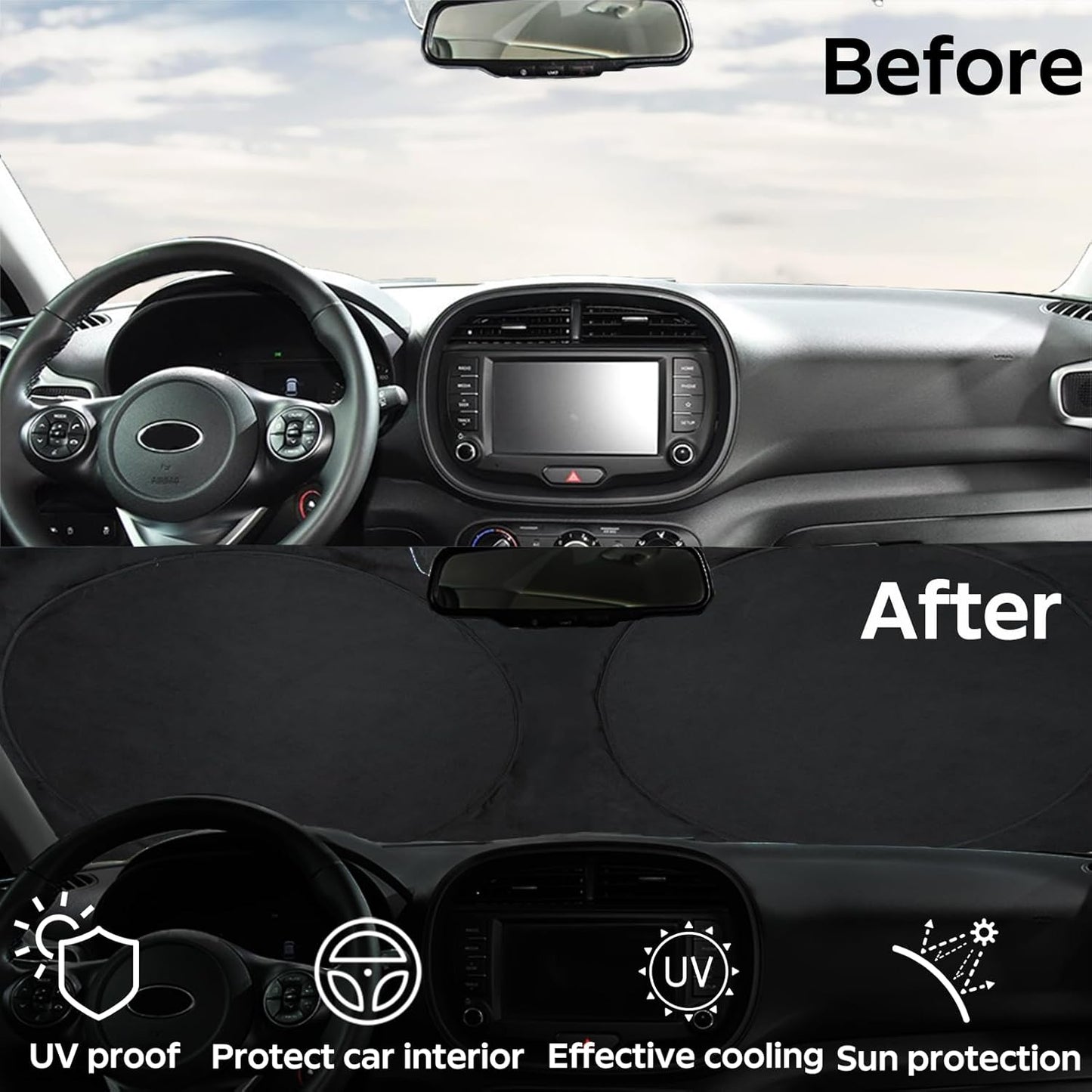 INSAUTO for Soul Windshield Sun Shade Window Sunshade Custom-fit 2020-2026 Kia Soul Wagon Windshield Cover Foldable Sun Visor Thicken 4-Layer Reflective Protector Block UV Rays Car Accessories