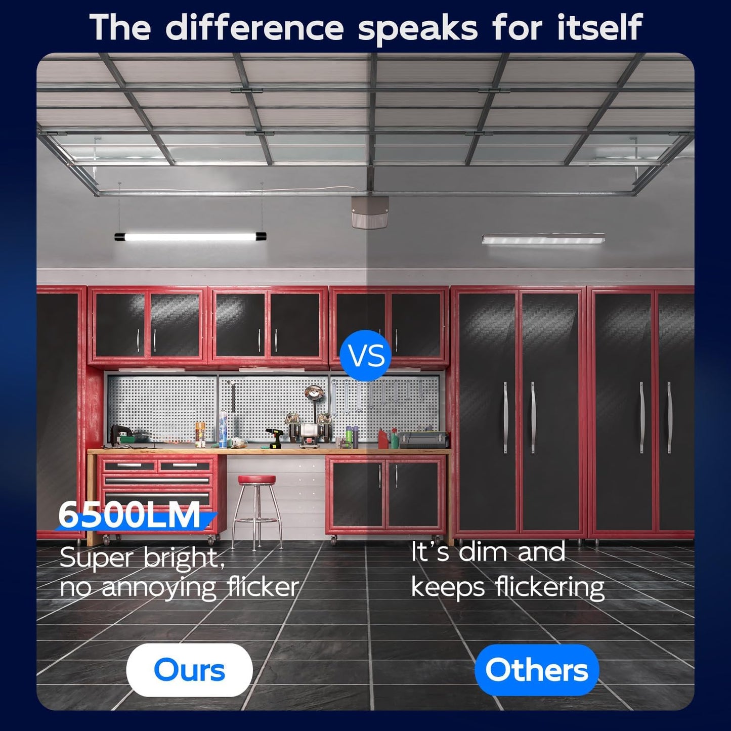 hykolity 10 Pack 4FT Linkable LED Shop Light for Garage, 6500lm, 4FT 60W Utility Light Fixture, 5000K Daylight LED Workbench Light with Plug, Hanging or Surface Mount, Black - ETL