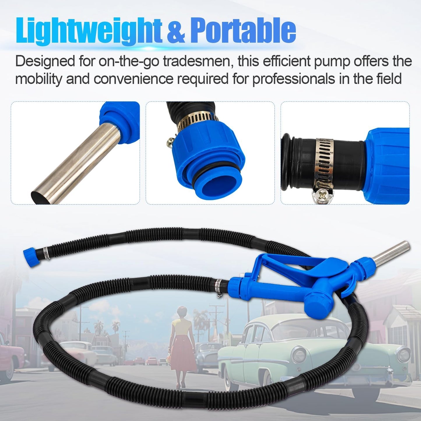 120V AC Electric Drum Pump with 12V DC Power, 55 Gallon Drum Pump with Built-in 2-Inch Bung Adapter, 5 Gallons Per Minute Flow Rate Liquid Transfer for DEF Diesel Water Antifreeze