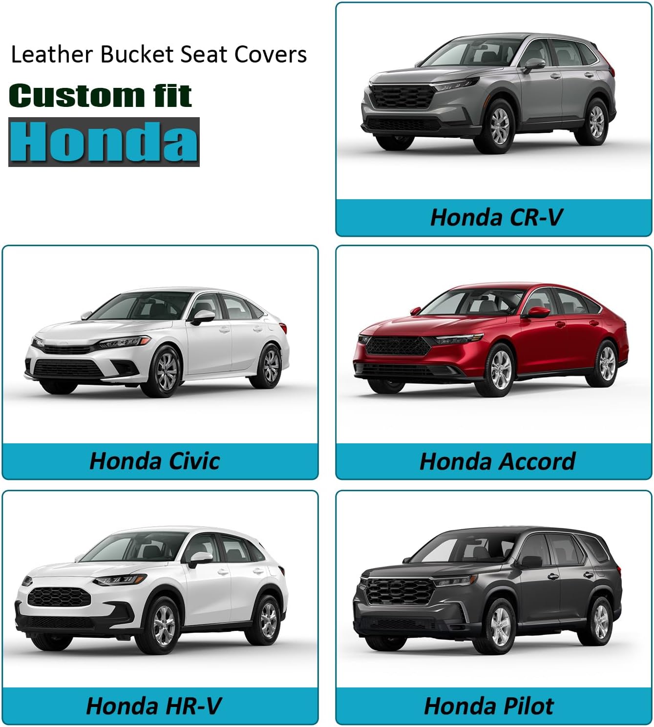 GIANT PANDA Front Seat Cover for Honda, 3D Air Mesh Bucket Car Seat Protectors Custom Fits Honda Civic Accord Pilot CRV HRV Element Passport (Gray) 2-Pack