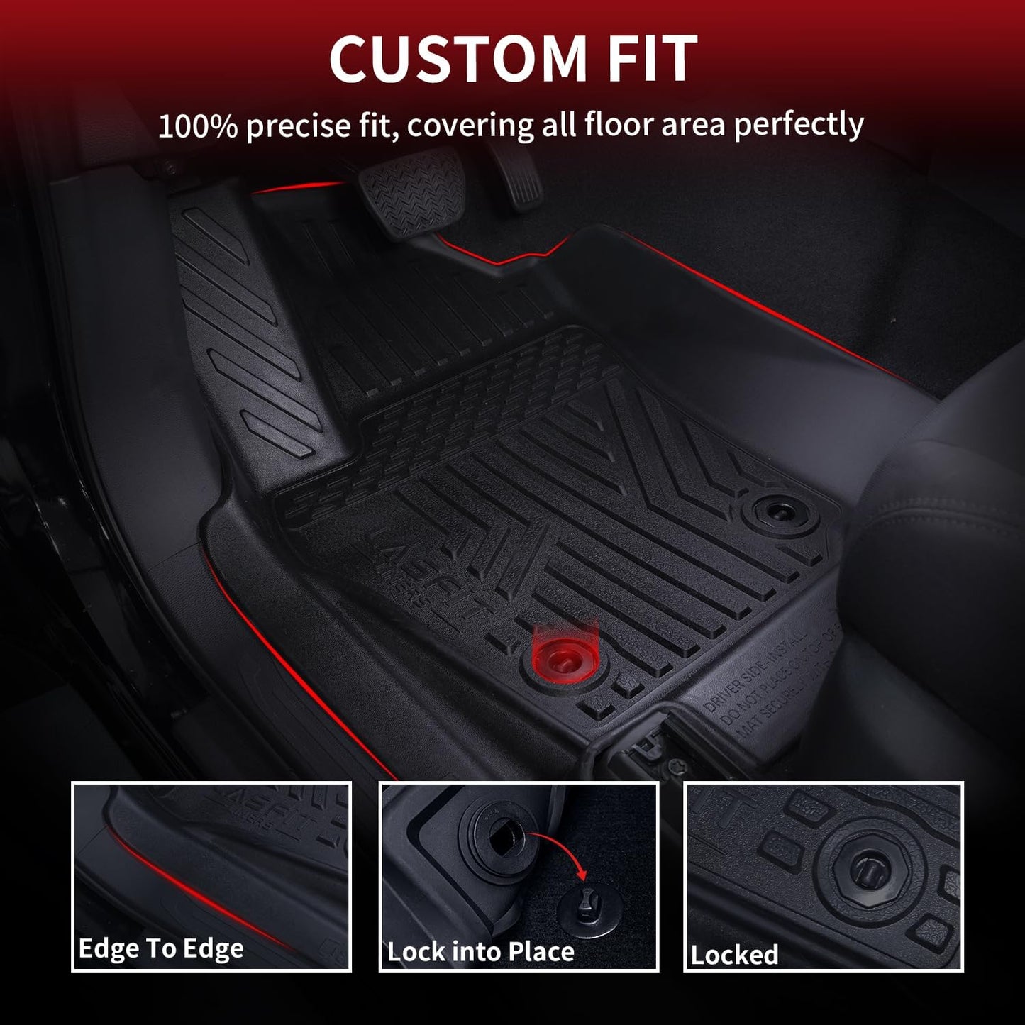 LASFIT Floor Mats&Trunk Mat for Toyota 4Runner 2013-2024 (Only for 5 Seats) All Weather TPE Mats Custom Fit Floor Liner for Toyota 4 Runner 1st & 2nd Row Full Set Car Mats and Cargo Liner, Black
