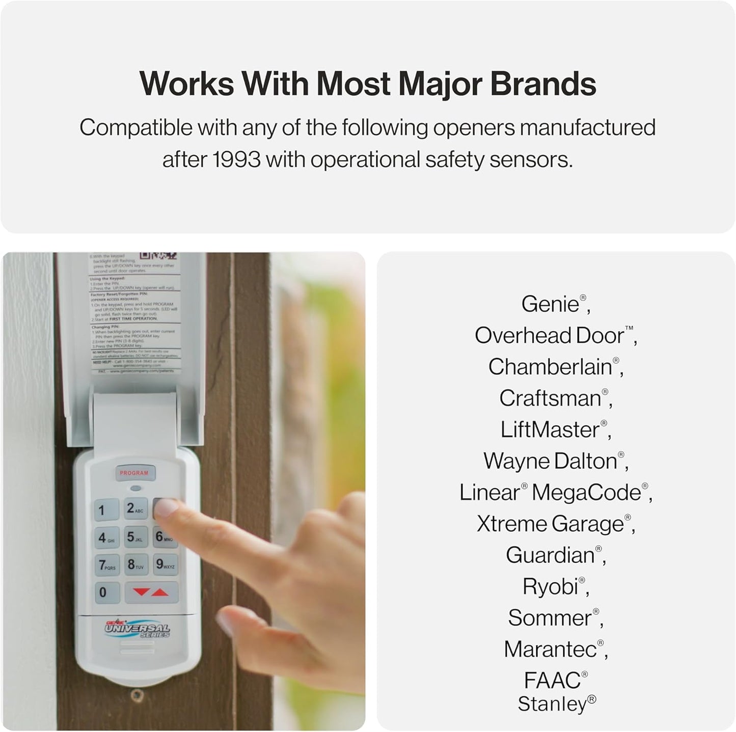 Genie Genuine GUK-R Wireless Universal Garage Door Opener Keypad, Compatible with LiftMaster, Chamberlain, Genie, Craftsman and More