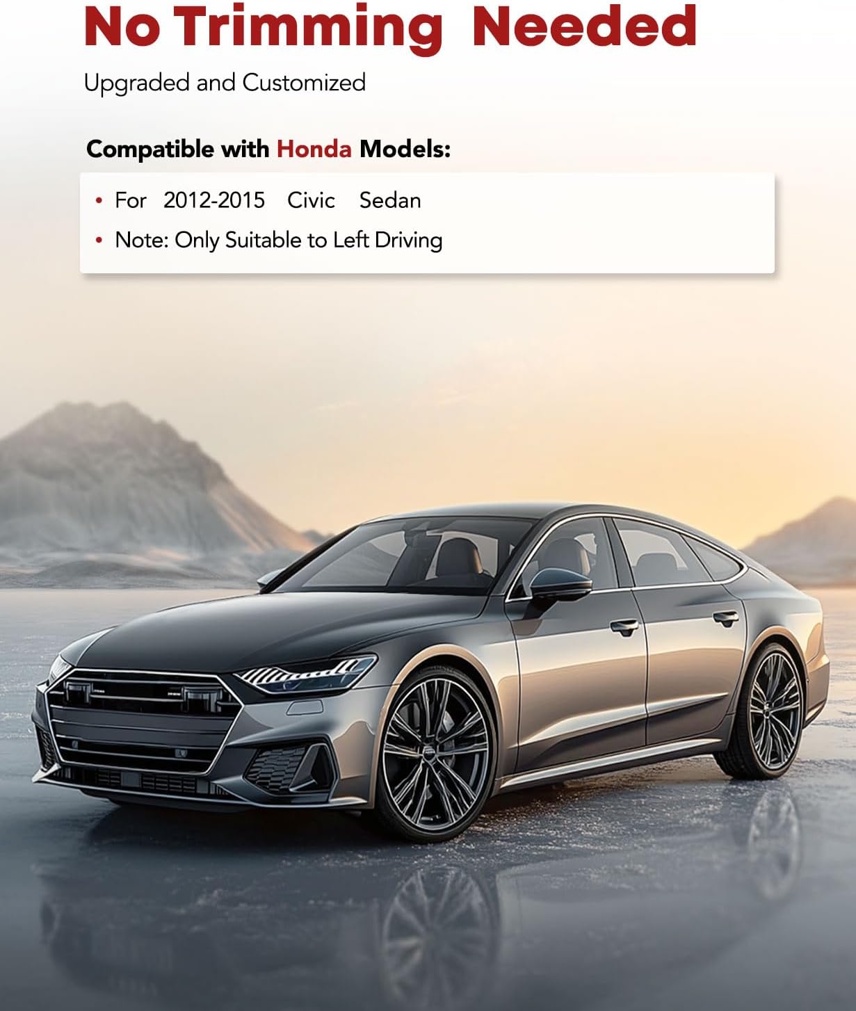 YHTAUTO Floor Mats Fit 2012-2015 Honda Civic Sedan, TPE All Weather Car Mats Waterproof Anti-Slip Odorless Floor Liner, Interior Car Accessories Front & 2nd Row Liner