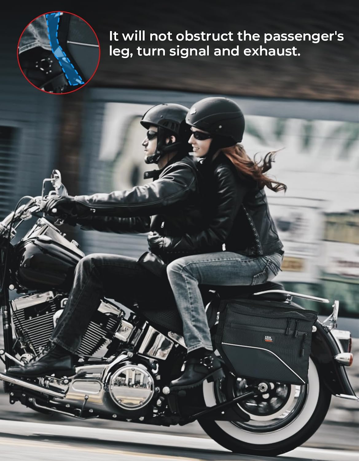 KEMIMOTO Upgrade Motorcycle Saddle Bags Middle-Sized Throw Over Saddlebags Orange Liner Scooter Panniers 26L Universal Compatible with Softail Sportster Cruiser Motorbike Dirt Bike