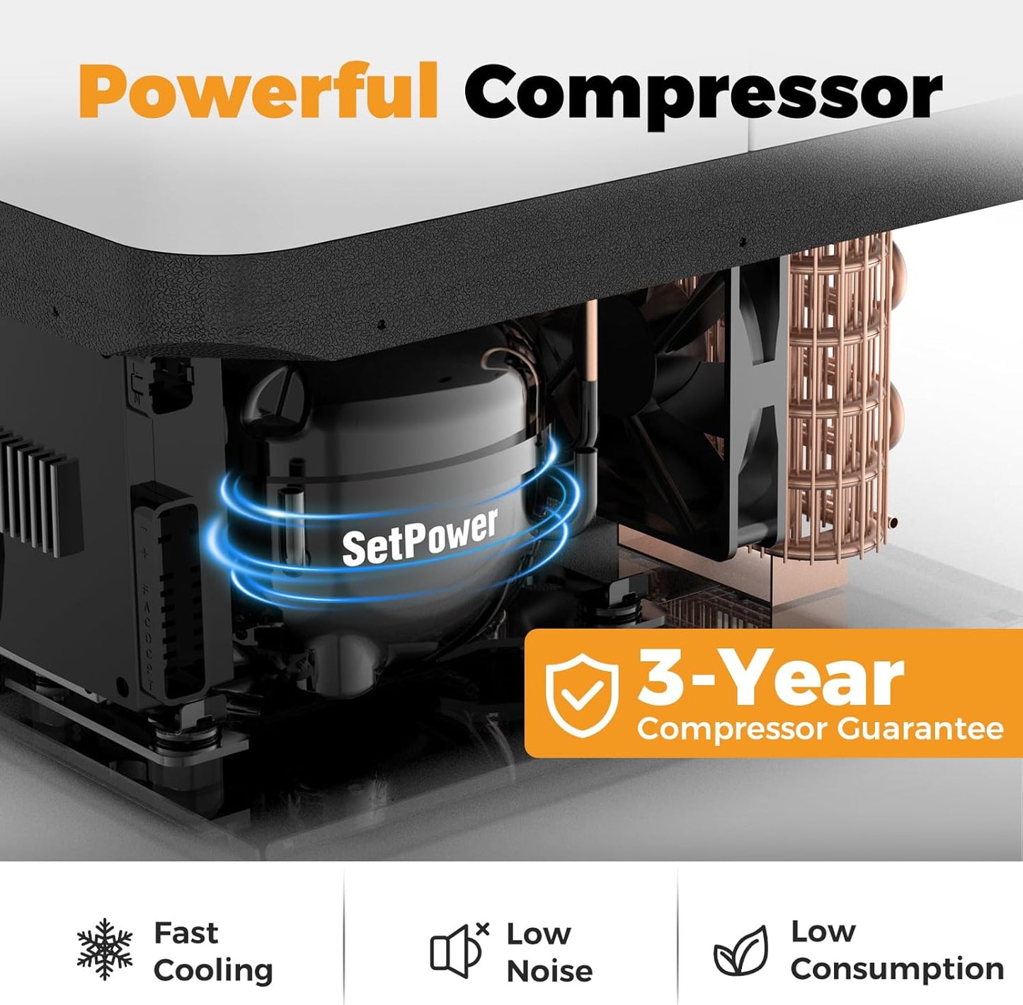 Setpower PT35 Car Refrigerator with AC Adapter,35L Dual Zone Portable Freezer,12 Volt Refrigerator Electric Cooler for Car camping, RV,Truck,Vehicles,Travel and Home Use,12/24V DC & 110/240V AC,0℉-50℉