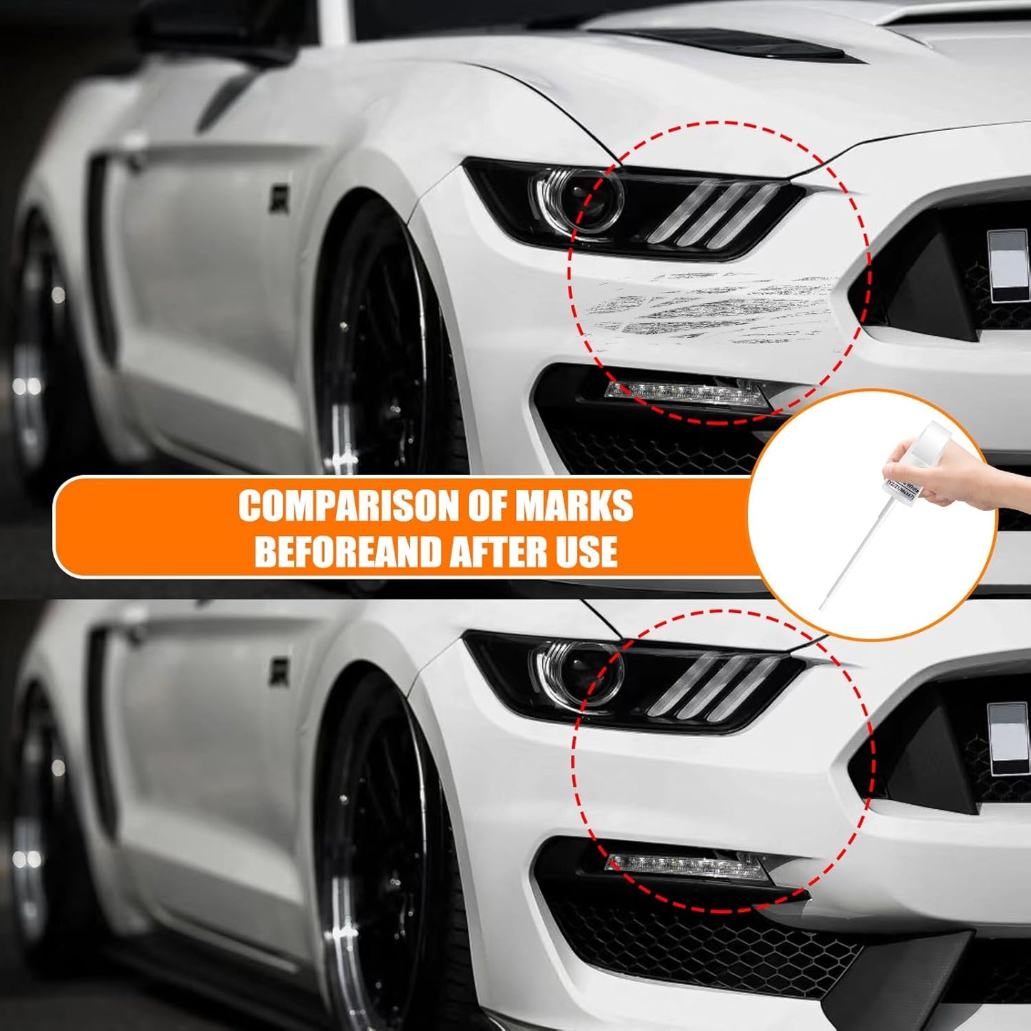 JS/M7432A Iconic Silver Metallic Touch Up Paint for Ford, Car Paint Pen Scratch Repair Two-In-One Touch Up Paint, Premium Car Scratch Remover for Deep Scratches