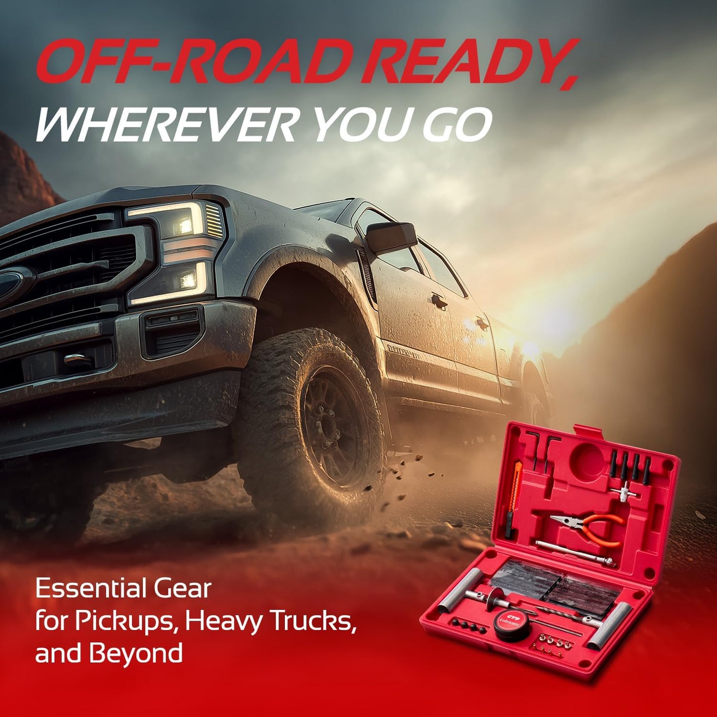 CTR Heavy Duty Tire Plug Kit - 68pcs All-in-One Universal Tire Repair Kit with Plugs, Professional Tools for Tubeless Tyre Flats for Cars, Truck, RV, SUV, ATV, Motorcycle, Tractor, Trailer - GE0001