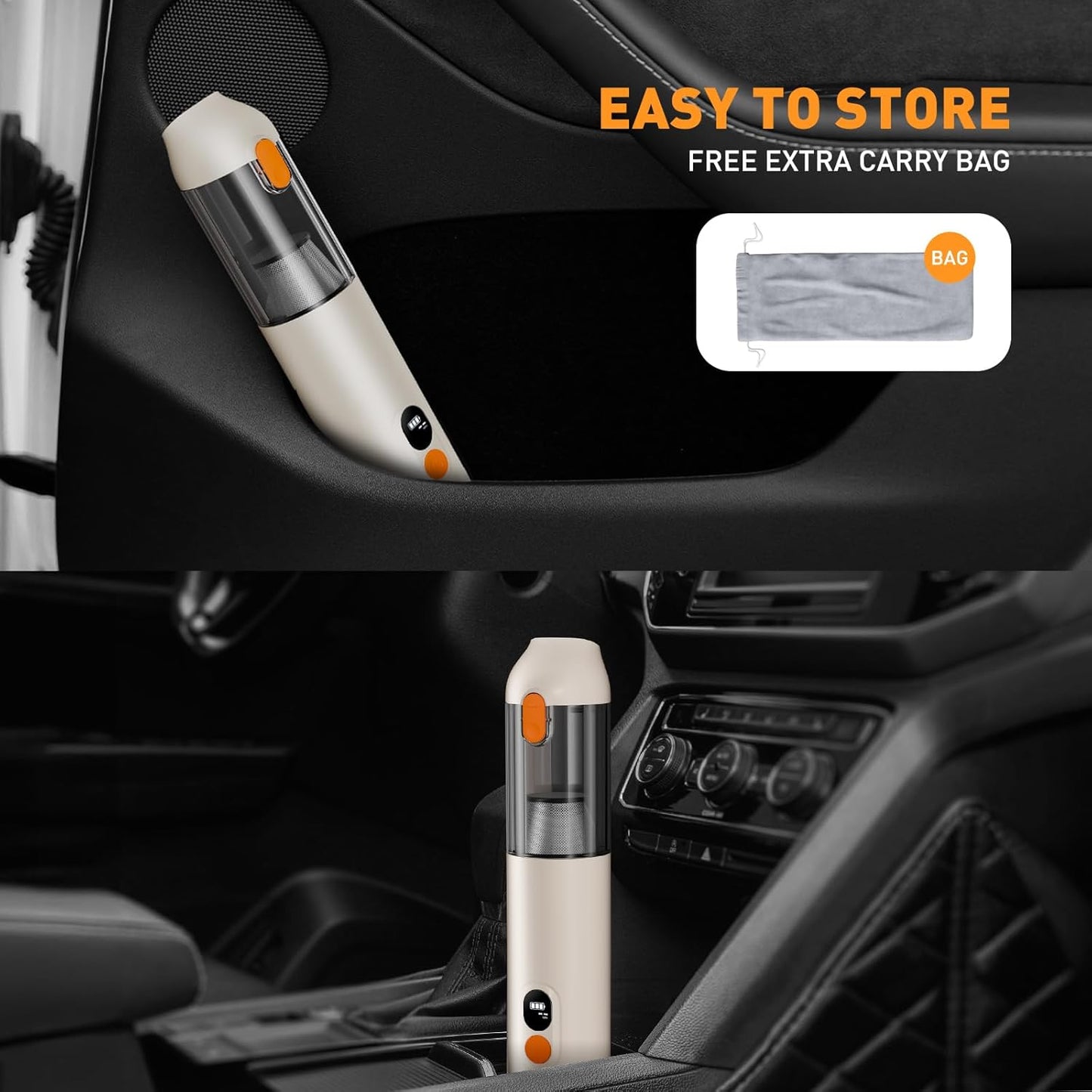 OXILAM 4 in 1 Car Vacuum - Handheld Vacuum 14000PA High Power, Portable Cordless Small Vacuum, Blow & Suction 2 in 1, Up to 30 Mins Runtime, Multi-Nozzles, Vacuum Cleaner for Home, Pet, Car, Office