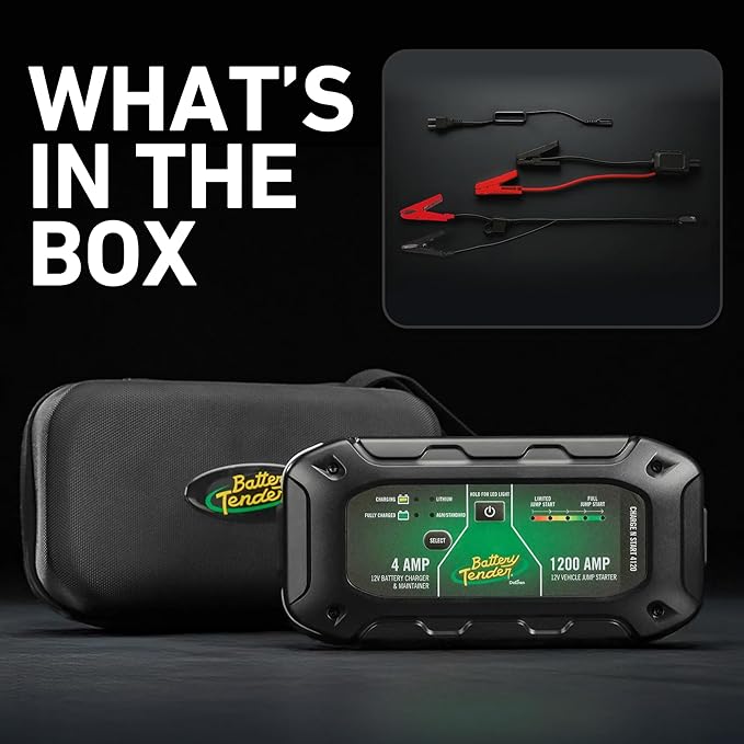 Battery Tender Charge N Start 4120 - Smart 12V/4 AMP Battery Charger and 1200 AMP Jump Starter Combo | 2-in-1 Battery Maintainer for Cars, Motorcycles, ATVs (USA Engineered)