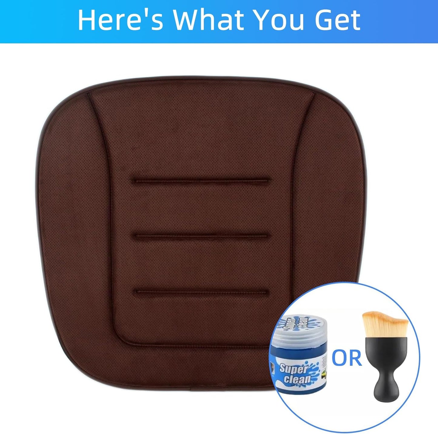 KAYI Car Seat Cushion, Memory Foam Car Seat Cushion, Anti Slip Rubber Bottom Car Seat Cushions for Driving, Suitable for Car and Office Chairs (Brown)