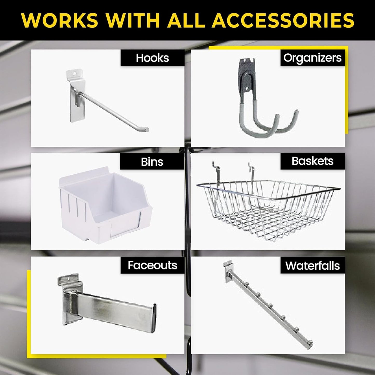 3'H x 4'W Slatwall Panel Garage Wall Organizer: Heavy Duty Wall Mounted PVC Wall Rack, Interlocking Slat Wall Paneling for Garage Wall Storage, Slatwall Board or Slatwall Shelves System - White