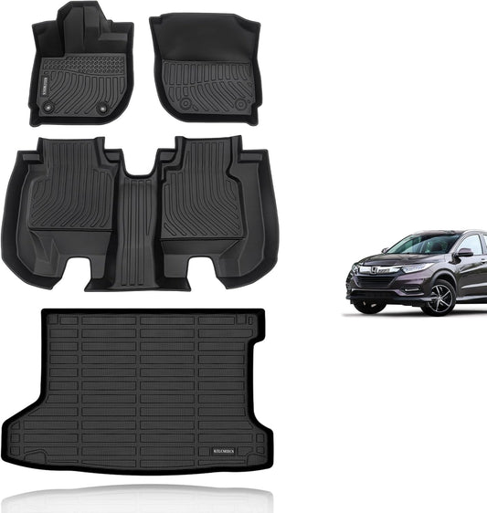 KELCSEECS Floor Mats & Cargo Liner Custom for 2016 2017 2018 2019 2020 2021 2022 Honda HR-V (AWD Model) Car Mats Cargo Mat Trunk Mat Honda HRV All Weather Floor Mats Trunk Liner Accessories