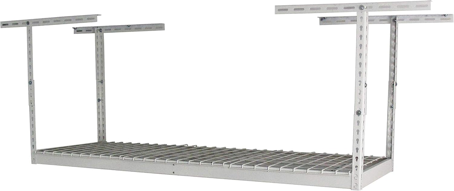 MonsterRax Overhead Garage Storage Rack 2 x 6 Ceiling Rack for Garage Shelving, Organization, & Storage, Adjustable Hanging Storage for Bikes, Equipment & Bins (White, 24"- 45" Ceiling Drop)