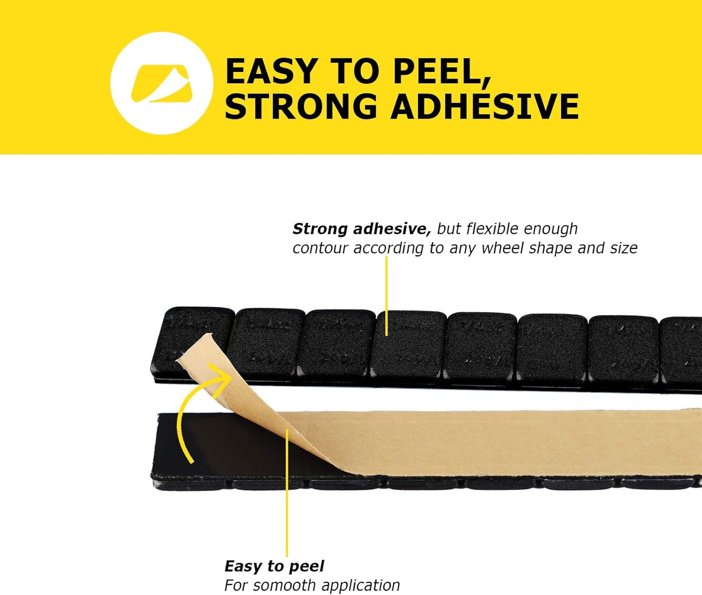 YIZBAP Wheel Weights Black 1/4oz, 72 oz/Box, 288pcs, with Strong Black Adhesive. 0.25 Ounce Stick on Wheel Weights for Cars, Trucks, SUVs, Motorcycle and Others