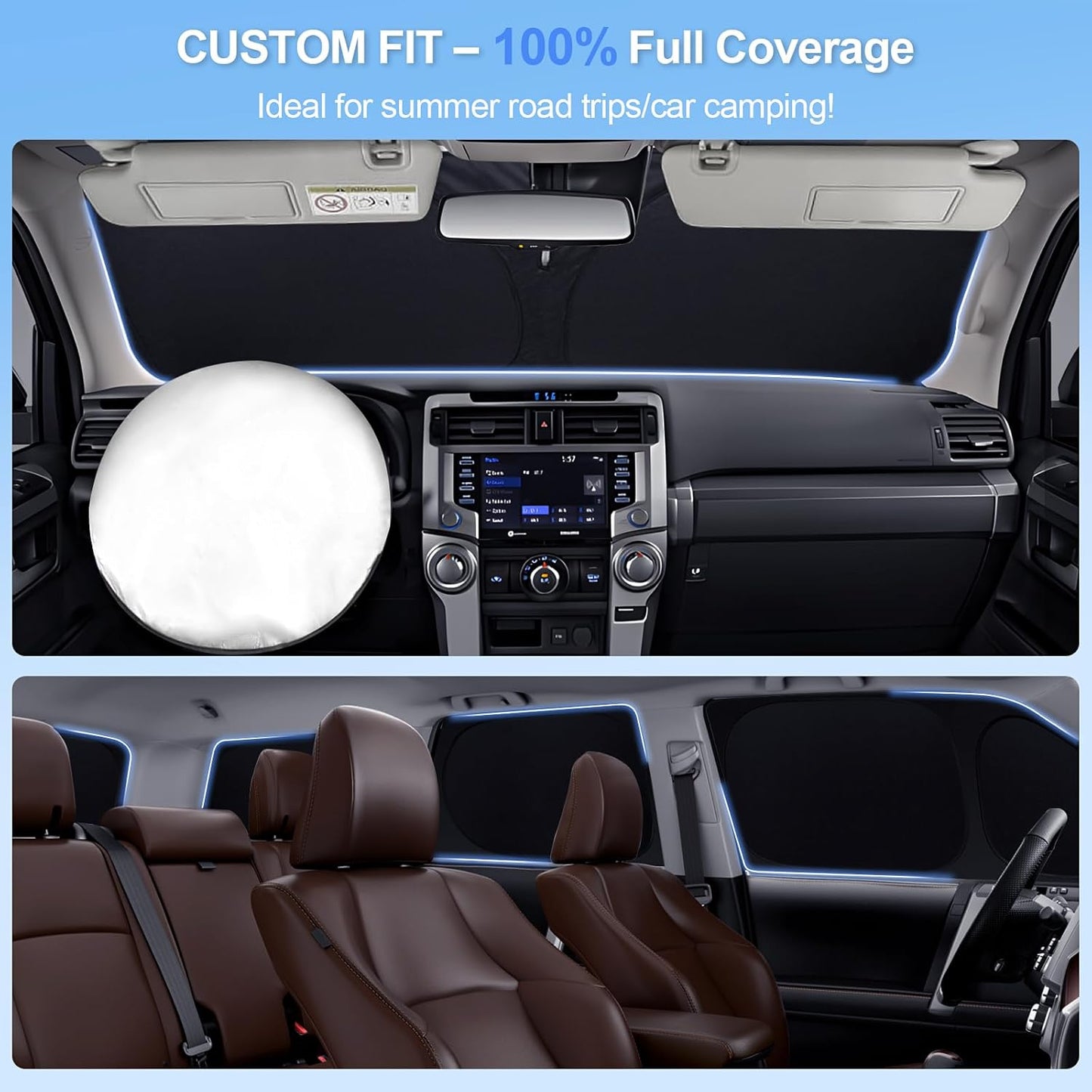 5pcs Car Window Shades for Chevrolet Silverado 2500 4WD LTZ 2020-2025 Accessories,Windshield Side Rear Full Sunshade,Sun Visor UV Blocking, Privacy Protection and Blackout for Camping Outdoor