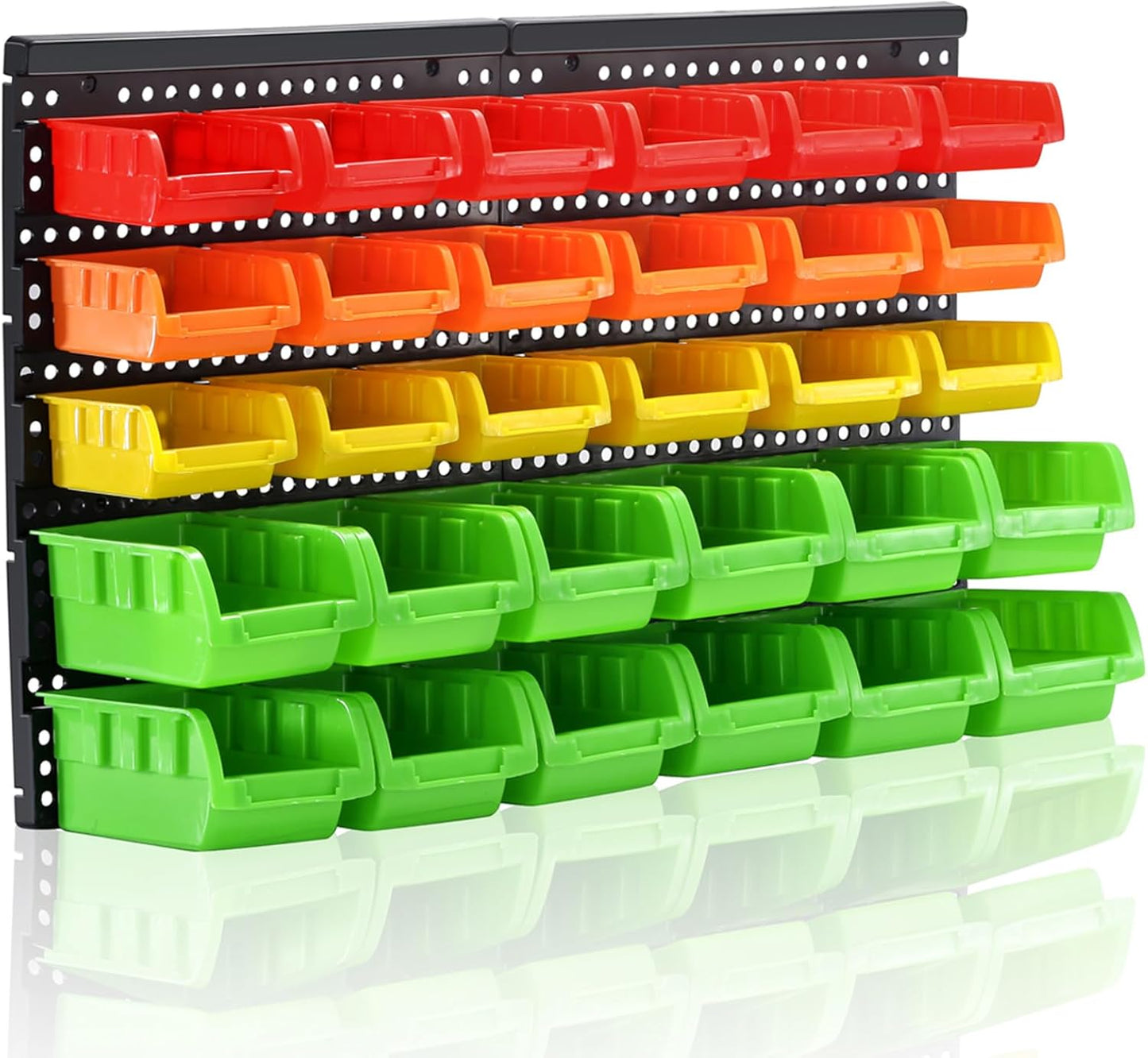 Wall Mounted Storage Bins Parts Rack 4 Colors Bin Organizer Garage Plastic Shop Tool, Garage Organizers and Storage (Style-Vivid) 25.2"*16.2"