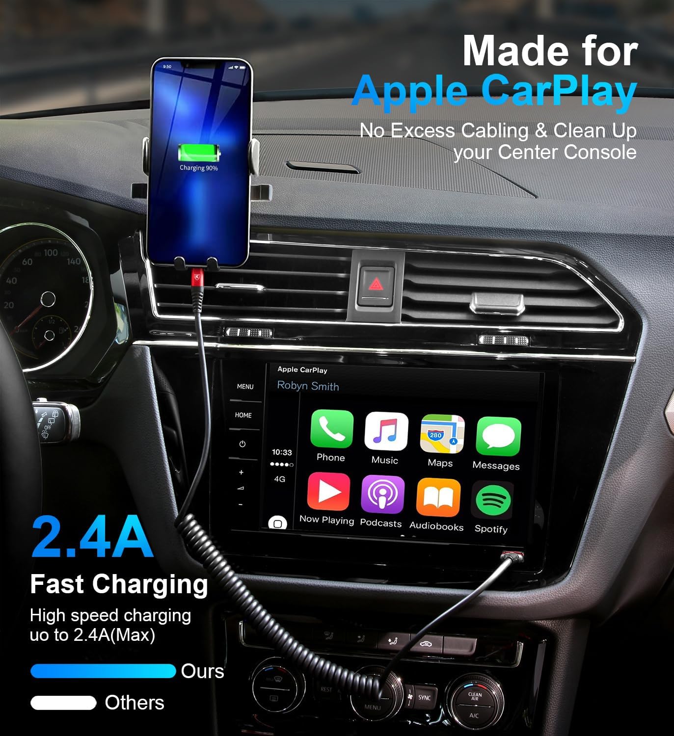 2 Pack Coiled Lightning Cable 3ft, iPhone Charger Cable for Car, [Apple MFi Certified] Lightning Cord Compatible with iPhone 14/13/12/11 Pro Max/XS MAX/XR/XS/X/8/7/Plus/6S iPad/iPod - Red