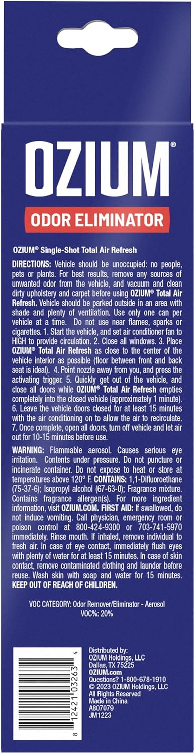 OZIUM® Air Freshener Odor Eliminator, 2oz Single Shot Total Air Refresh & Car Air Freshener – Original – 4 Pack