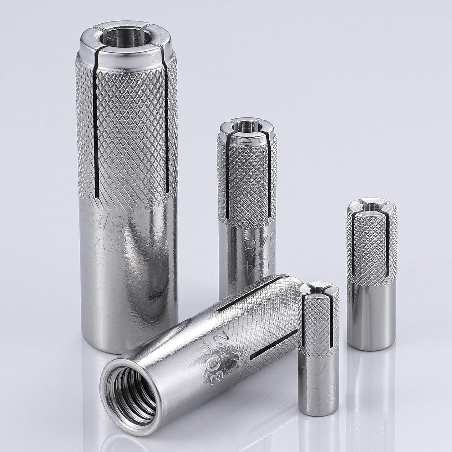 Wensilon(20 pcs) 1/4"-20 Premium Stainless Steel Drop in Anchors Assortment, Knurled Drop-in-Anchor for Solid Concrete, Internal Forced Expansion Screw Bolts