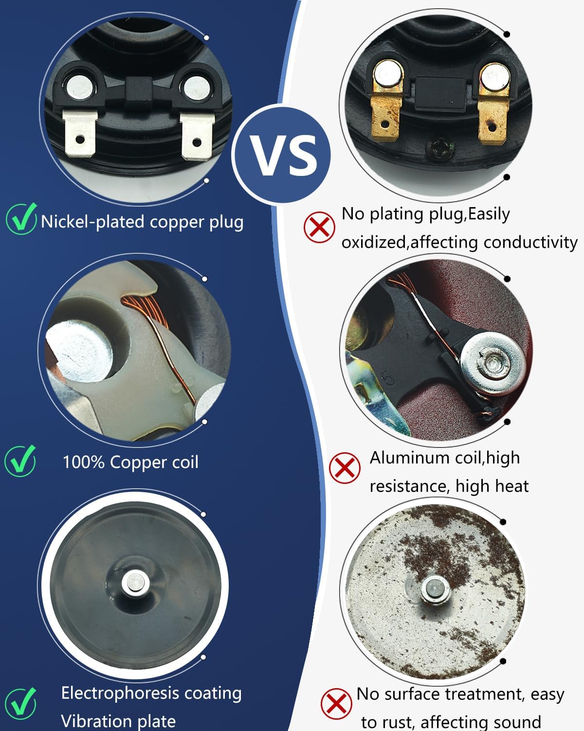 Car Horn 12V Universal Super Loud Auto Horn Electric Waterproof Low High Two Tone Fit for Any 12 Volt Vehicles Truck Pickup Boat Replacement Kit (Universal)