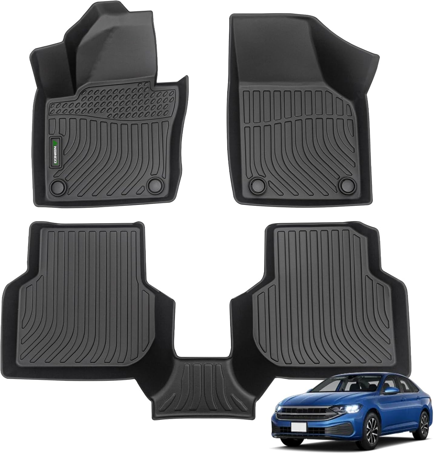 ANBINGO® Floor Mats Custom for VW Jetta 2012-2018 Waterproof Car Mats All Weather Guard Mats Heavy Duty TPE Automotive Floor Liners Accessories Front& Rear Row Full Set Black