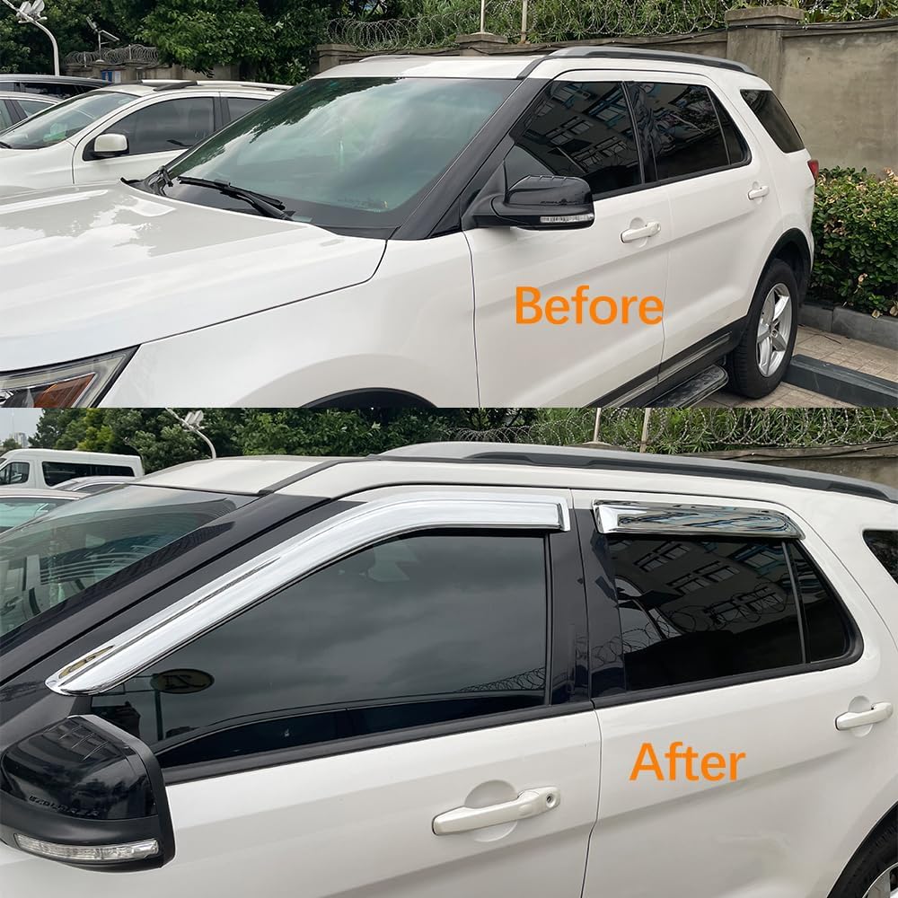 Chrome Side Window Visor Wind Vent Deflector fit for 2011-2022 Dodge Durango,4pcs Outside Mount Style Shade Sun Rain Guards Set 94267Y