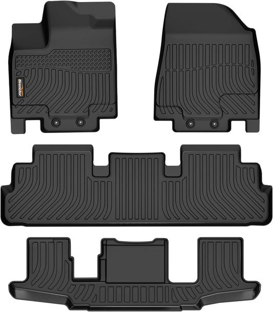 Binmotor-All Weather Floor Mats for Nissan Pathfinder 2022 2023 2024 2025, 7 Passenger, 3 Rows, Heavy Duty Car Floor Liners Pathfinder Accessories