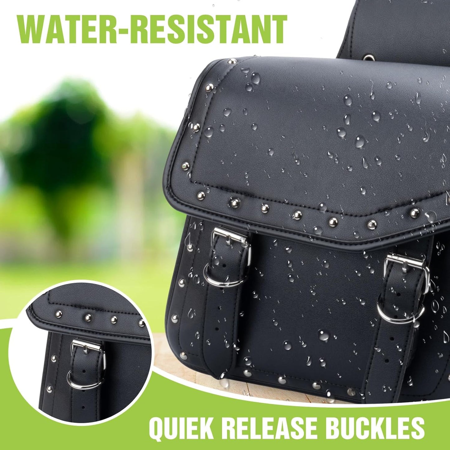 30L Motorcycle Saddlebags Water-Resistant PU Leather Storage for Harley Sportster Softail Dyna Honda Shadow, Quick-Install Design with Reinforced Straps, Universal Fit Large Capacity Luggage Bags