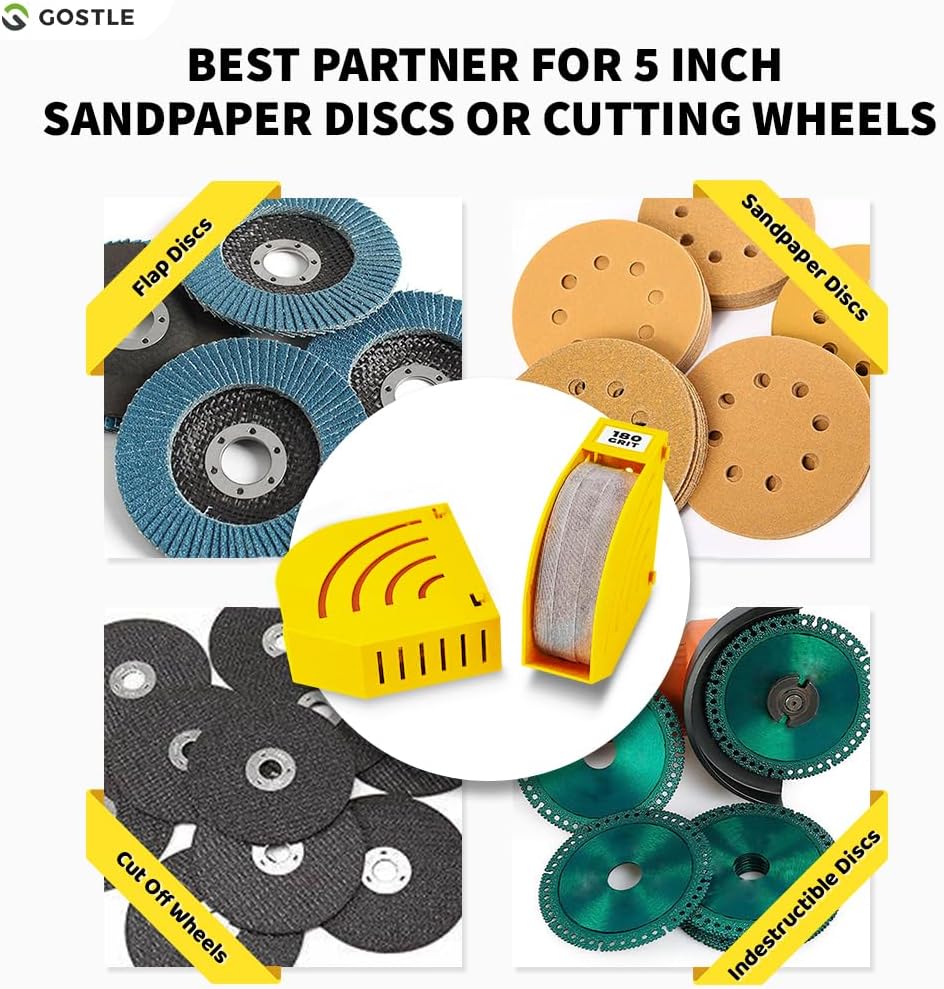 5 Inch Professional Sanding Discs Storage Bins - 10 Bins Set for Efficient Organization, Offset Snap-On Connection, Grit Classification, Space-Saving Design and Versatile Application, Yellow