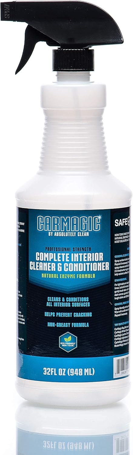 Absolutely Clean Car Magic Complete Interior Cleaner and Conditioner - Multi-Purpose Car Interior Cleaner | Cleans Leather, Rubber, Vinyl & Wood | Non-Greasy Formula (32oz Spray Bottle (Save 25%))