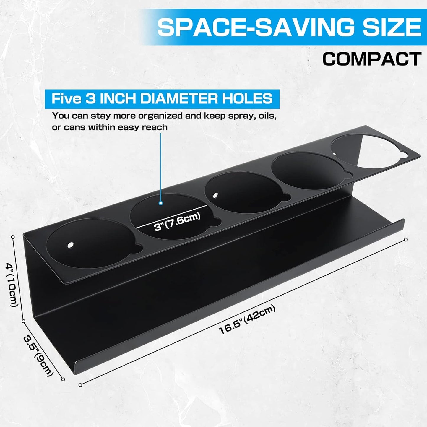 RealPlus Aerosol Spray Can Holder Rack Organizer 5 Cans Spray Bottle Holder Heavy-Duty Steel Wall Mounted for Garage and Workspace, Pack of 6