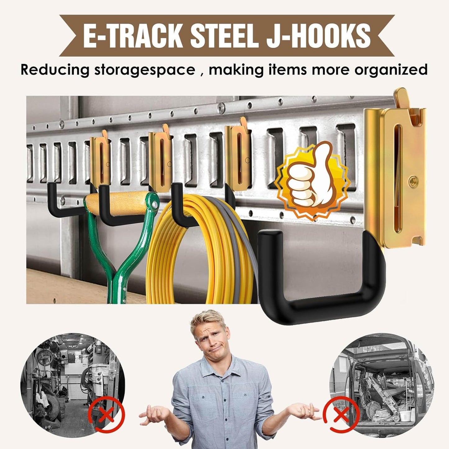 E Track Hook E Track Accessories ，E Track Accessories for Enclosed Trailer The dip molding Process is More Rust Resistant (4PCS E Track J Hooks+4PCS J Hooks Slot)