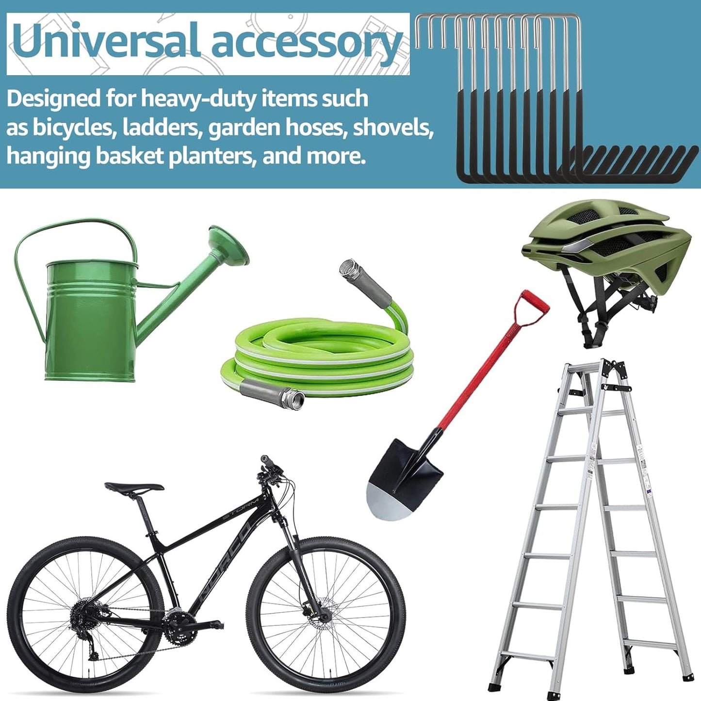 Acrux7 16 Pack Rafter Hooks Heavy Duty Rafter Hanger Vinyl Coated Large S Hooks for Hanging Ladder Bike Hangers Garage Storage Organizer (Black)