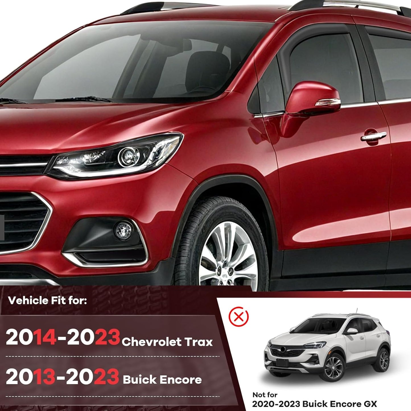 in Channel Rain Guards Fit for Buick Encore 2013-2023/Chevrolet (Chevy) Trax 2014 2015 2016 2017 2018 2019 2020 2021 2022 2023, Vent Window Visors Wind Deflectors Shades-4PCS